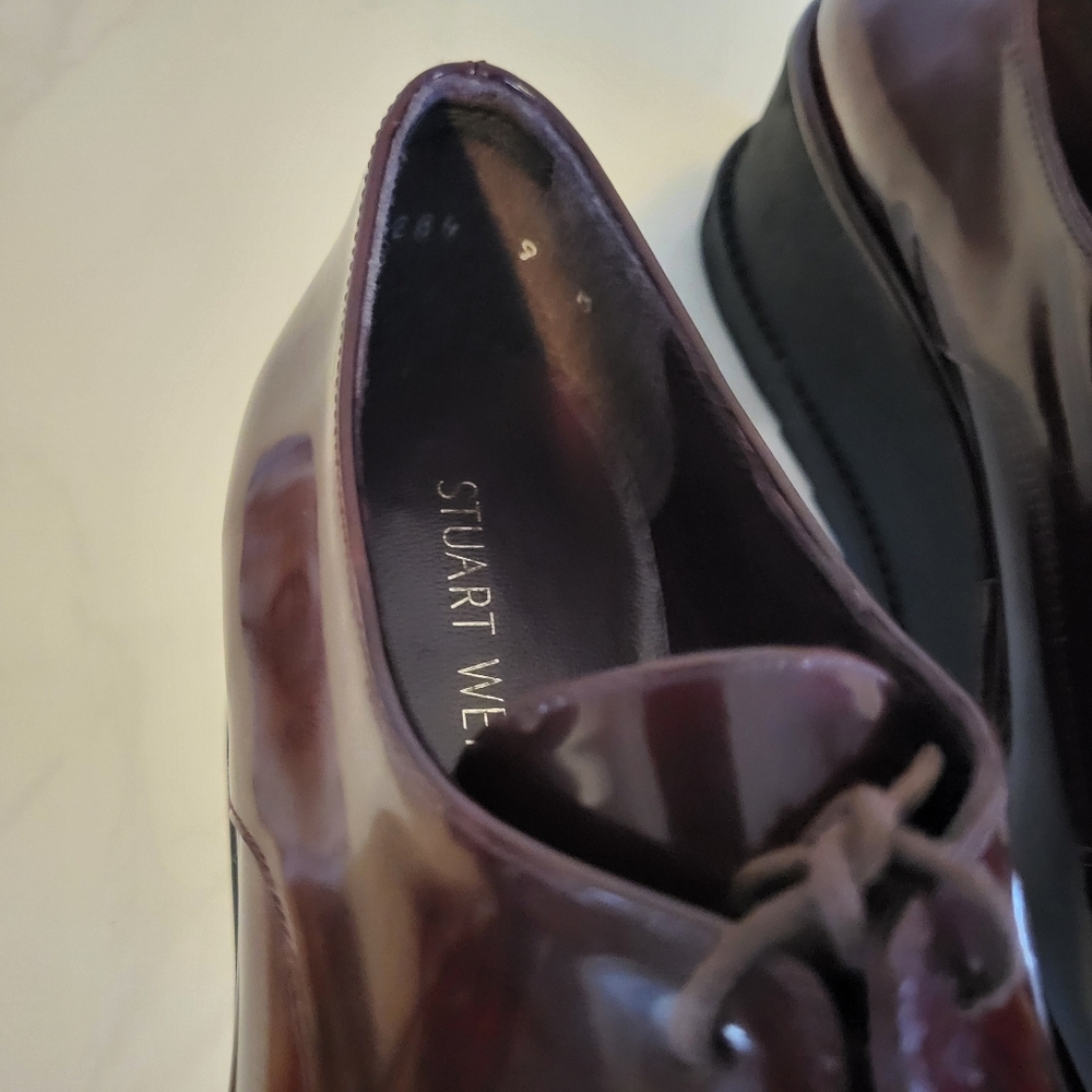 Stuart Weitzman Kent Platform Oxford, Women Shoes Size 9M, Color Burgundy - Picture 6 of 12